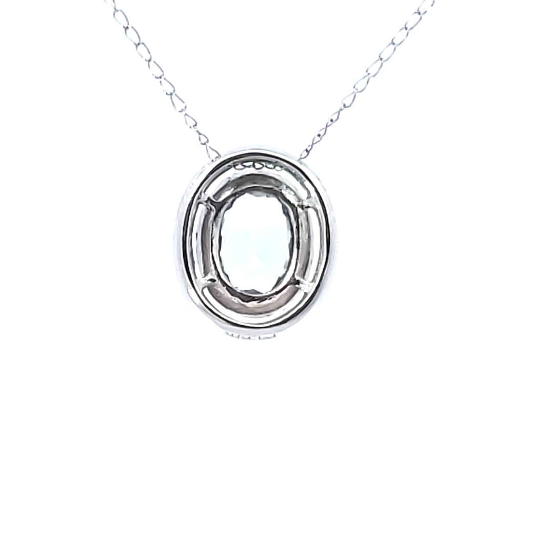 Aquamarine & Diamond Double Halo Necklace
