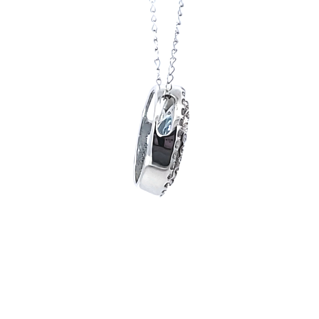 Aquamarine & Diamond Double Halo Necklace