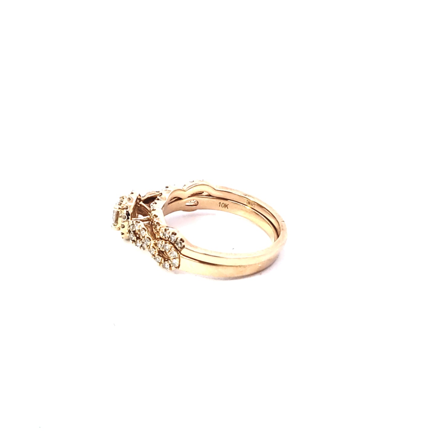 Diamond Halo Wedding Set