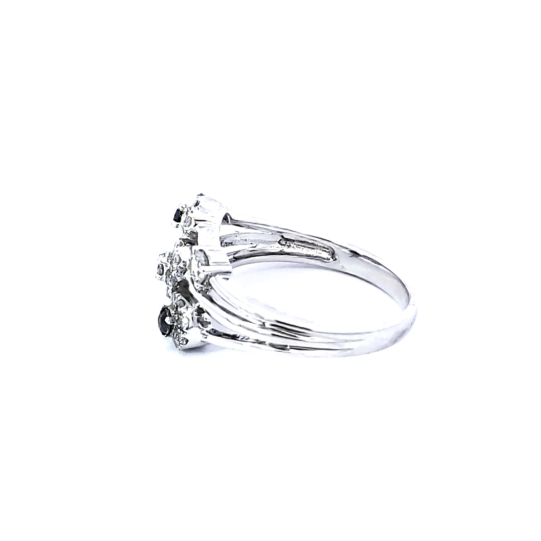 Black and White Halo Diamond Fashion Rings