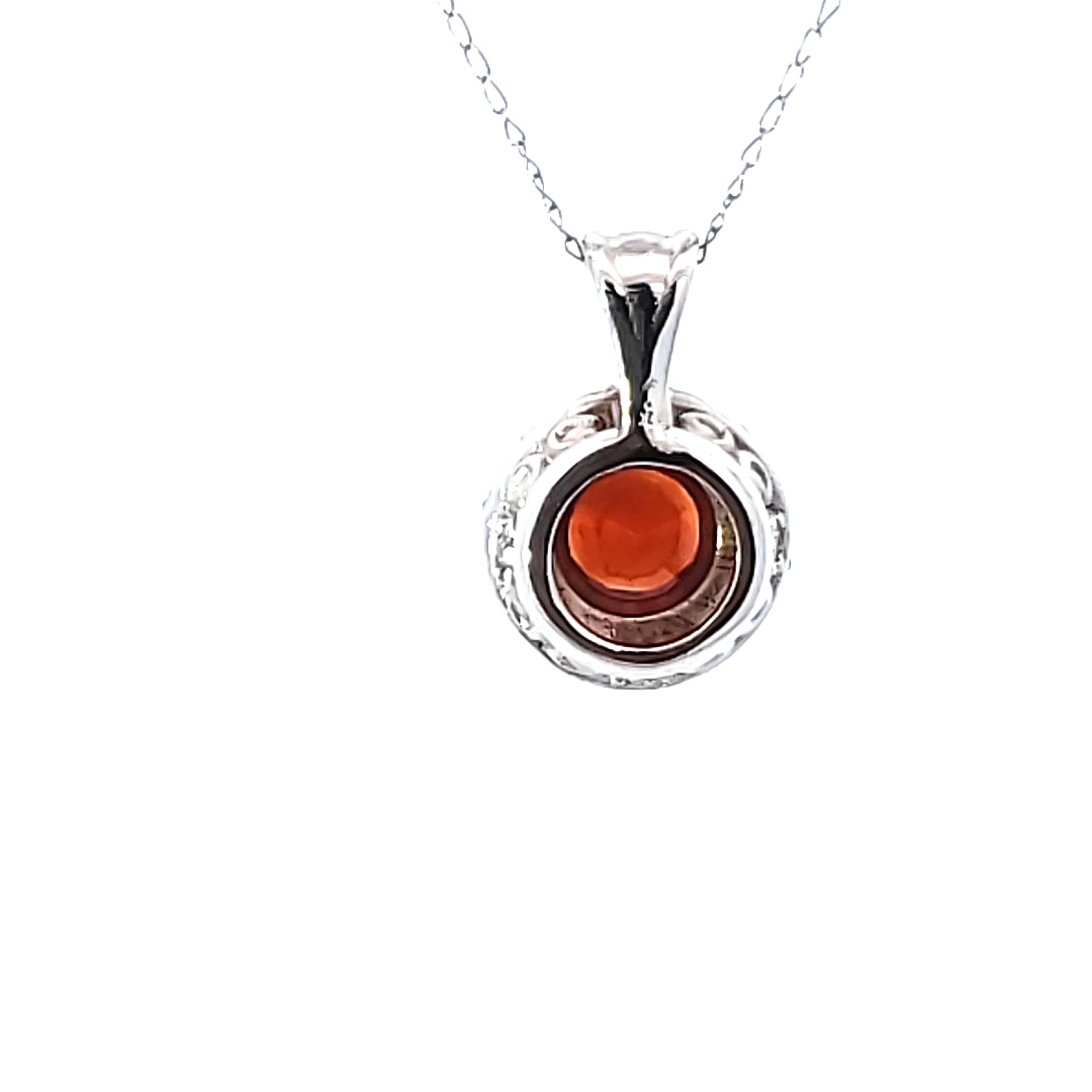 Spesseraite Garnet and Diamond Pendant