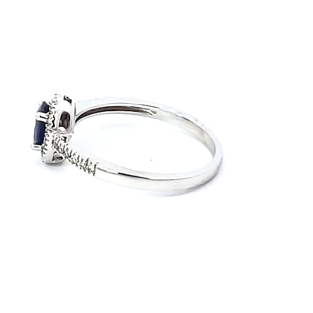 Sapphire & Diamond Halo Ring