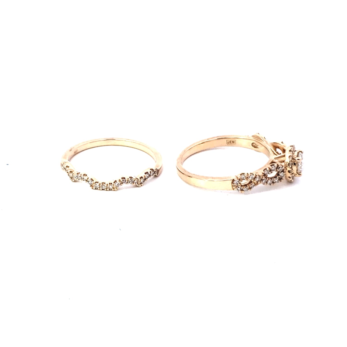Diamond Halo Wedding Set