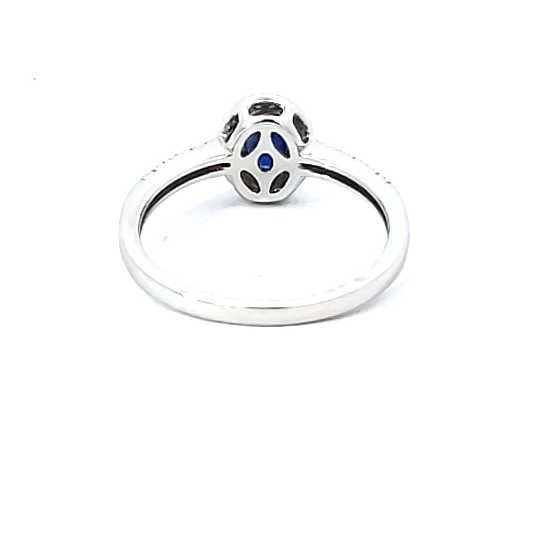 Sapphire & Diamond Halo Ring