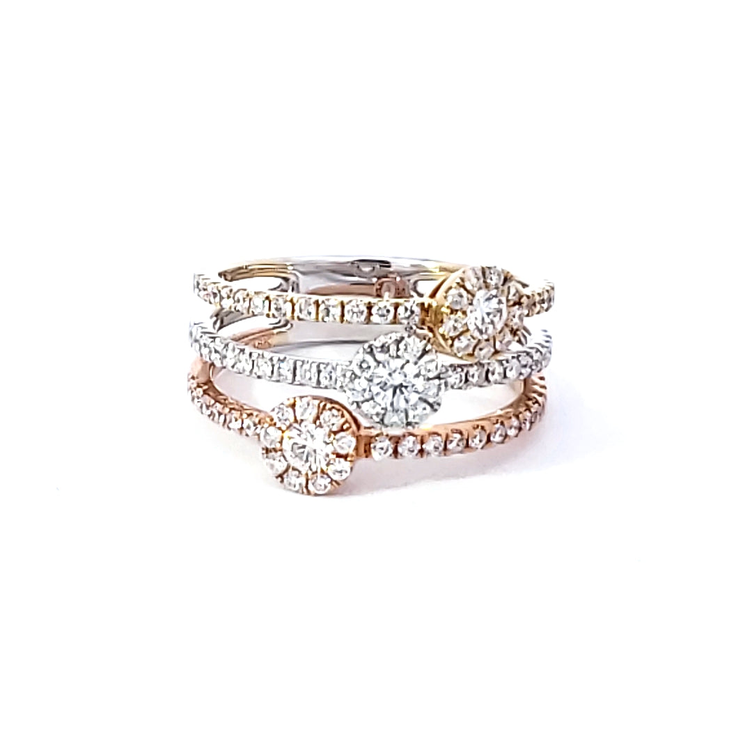 Triple Halo Diamond Fashion Ring