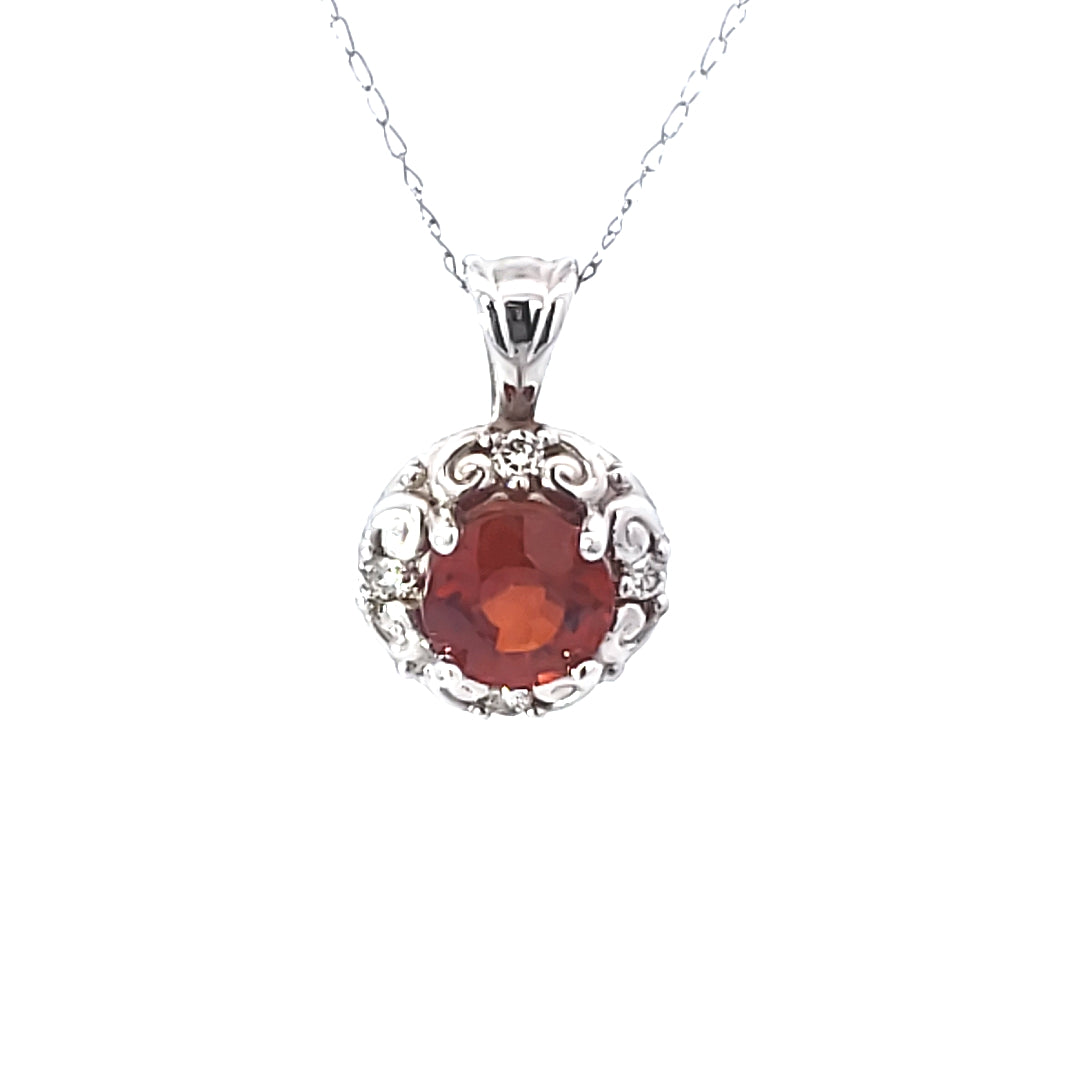 Spesseraite Garnet and Diamond Pendant