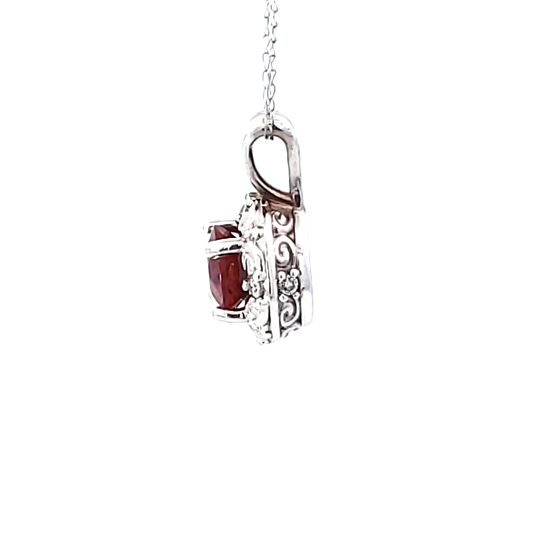 Spesseraite Garnet and Diamond Pendant