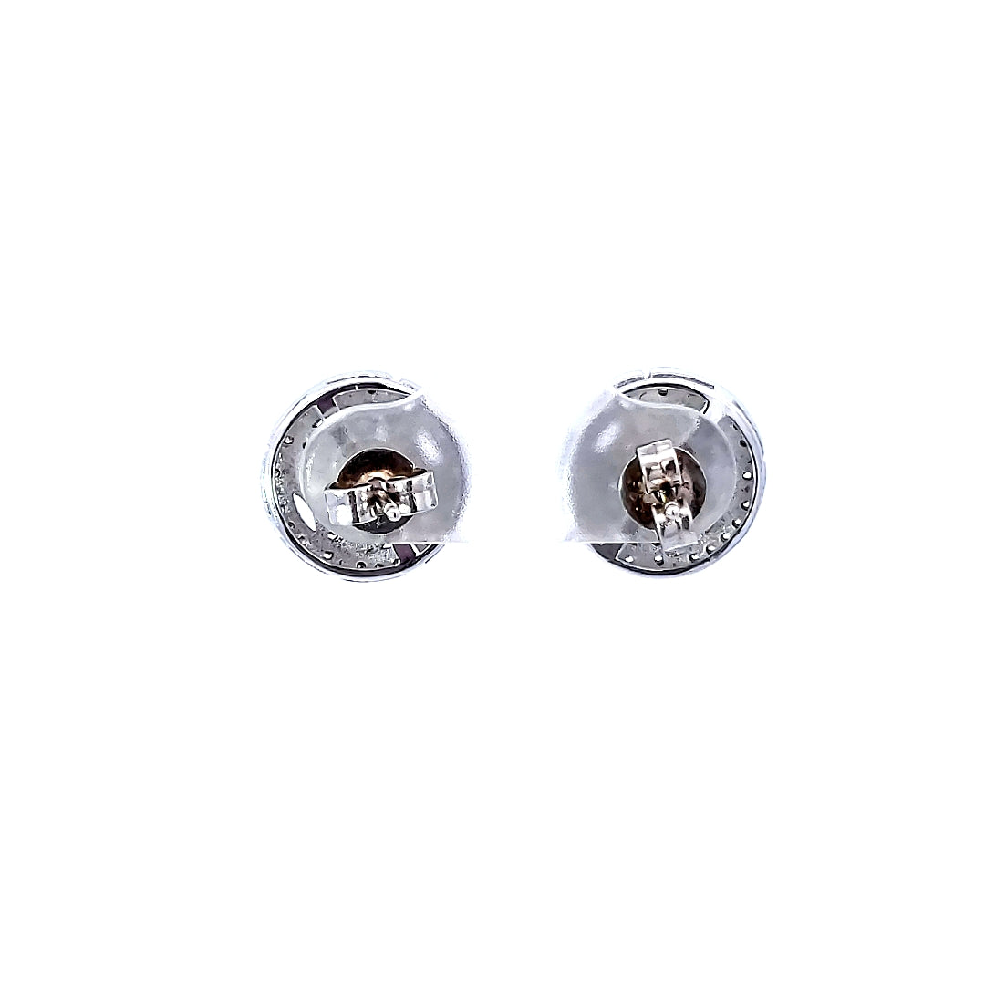 Double Halo CZ Aztec Design Earrings