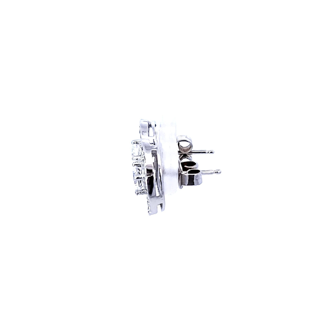 Double Halo CZ Aztec Design Earrings