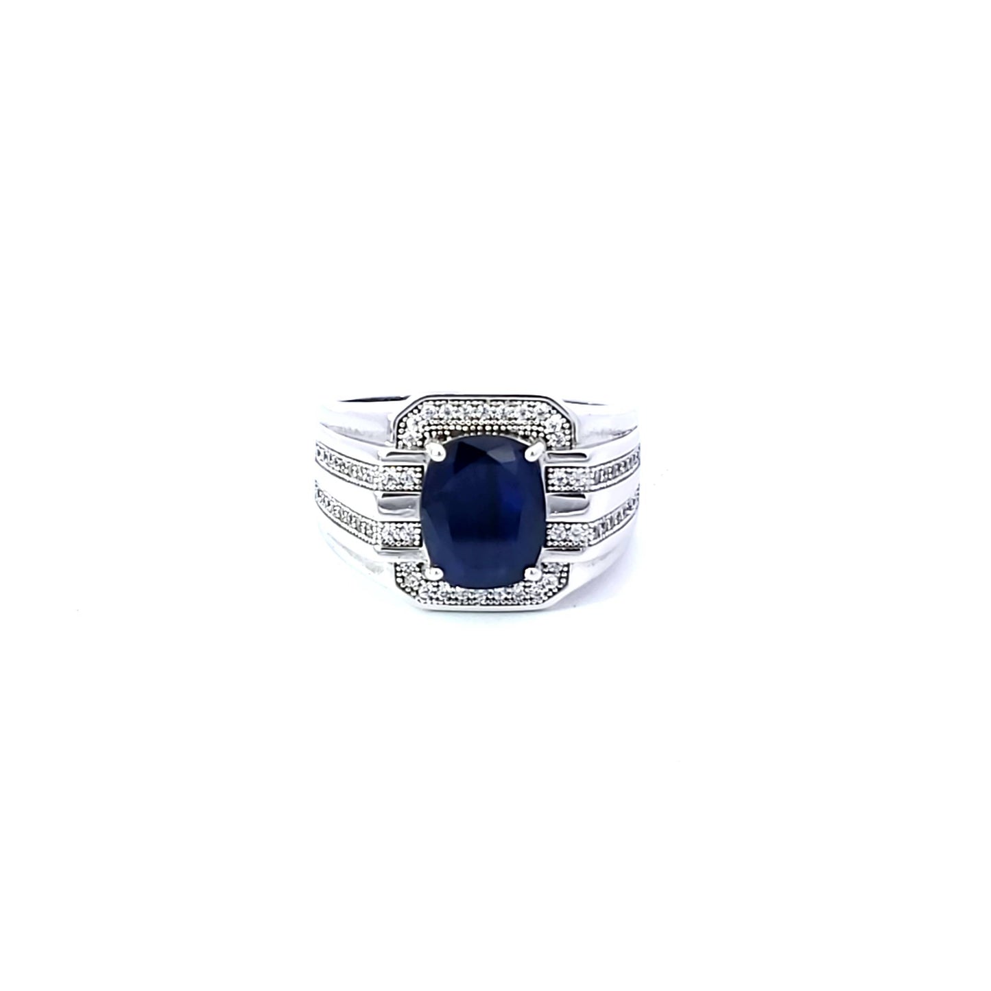 Sapphire & Diamonds Ring - Mens