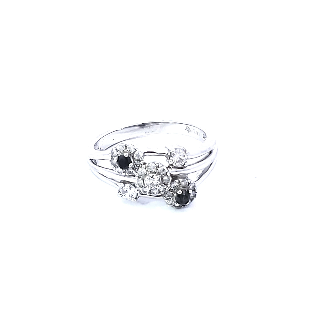 Black and White Halo Diamond Fashion Rings