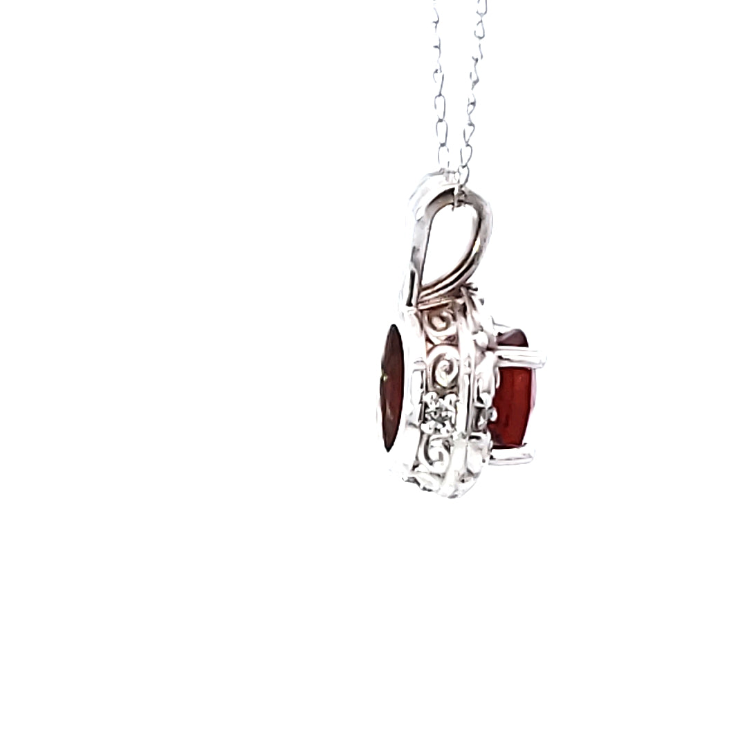 Spesseraite Garnet and Diamond Pendant