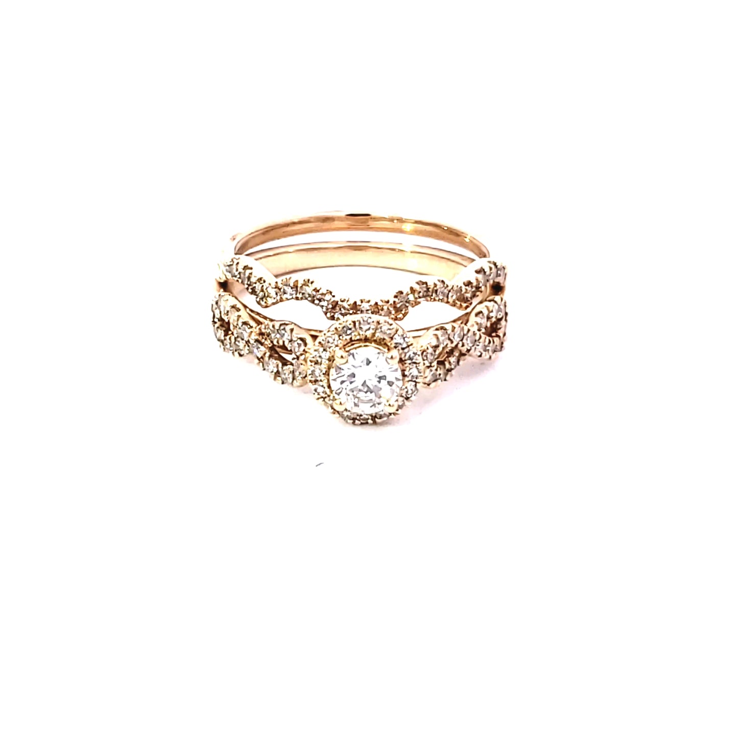 Diamond Halo Wedding Set