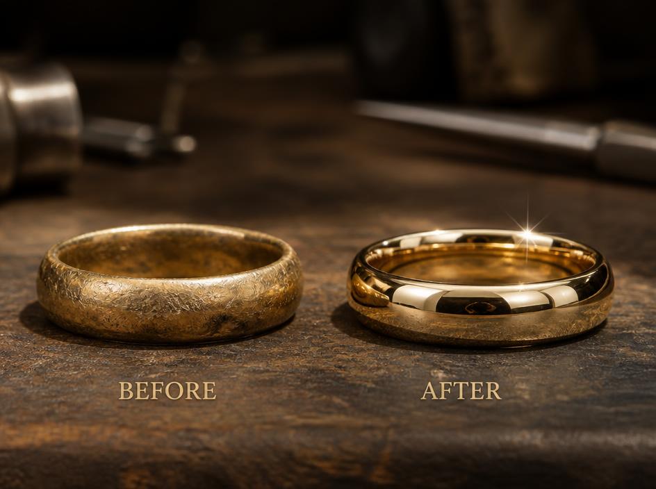 Before and after jewelry restoration