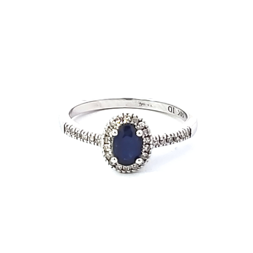 Sapphire & Diamond Halo Ring