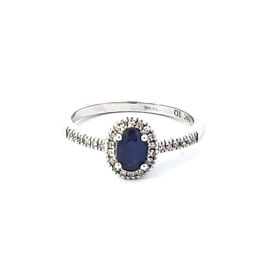 Sapphire & Diamond Halo Ring