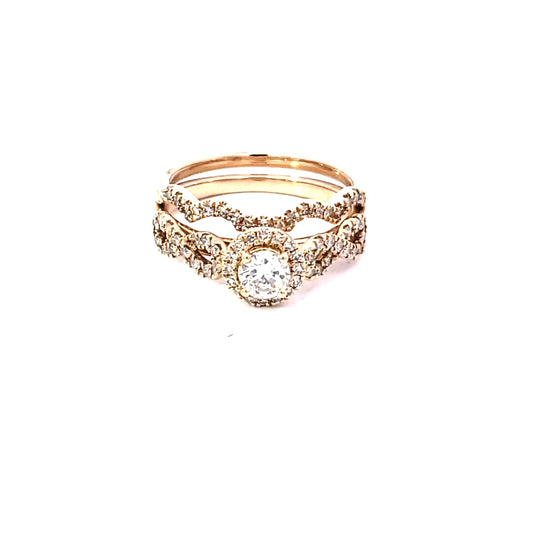 Diamond Halo Wedding Set